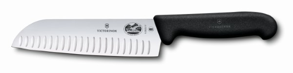 Fibrox, santoku knife, 17cm, straight, flutet, black