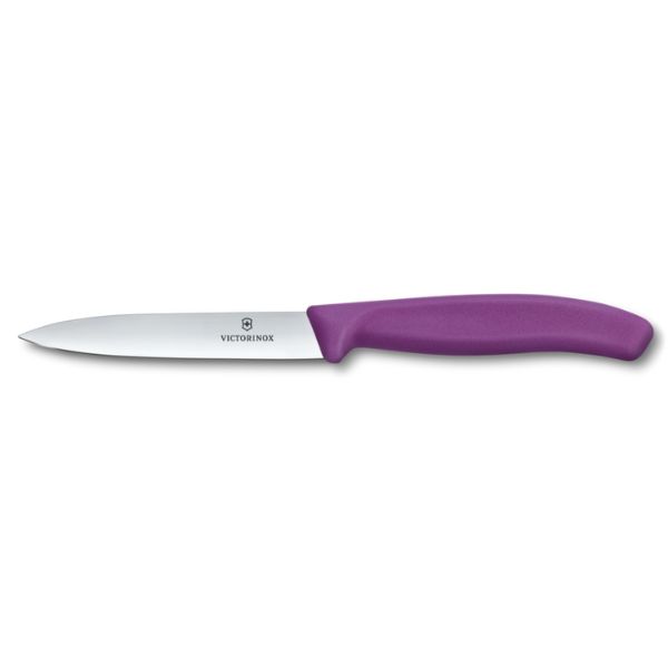 Swiss Classic, paring knife, 10cm, straight, pointed tip, purple