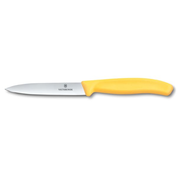 Swiss Classic, paring knife, 10cm, straight, pointed tip, yellow