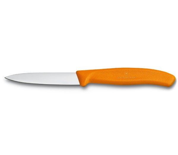 Swiss Classic, paring knife, 8cm, straight, pointed tip, orange