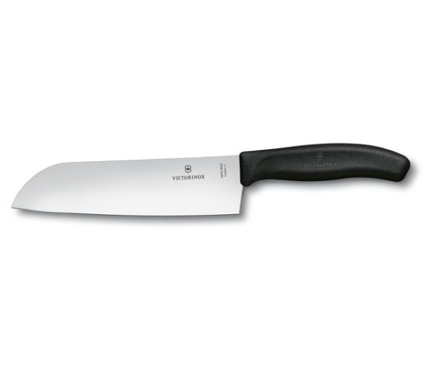 Swiss Classic, santoku knife, 17cm, straight, black, blister