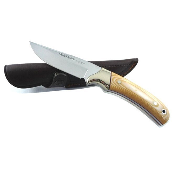 MUELA 110mm blade, full tang, beige micarta scales and nickel si