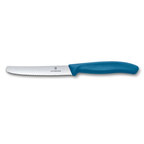 Swiss Classic, tomato & table knife, 11cm, wavy, blue