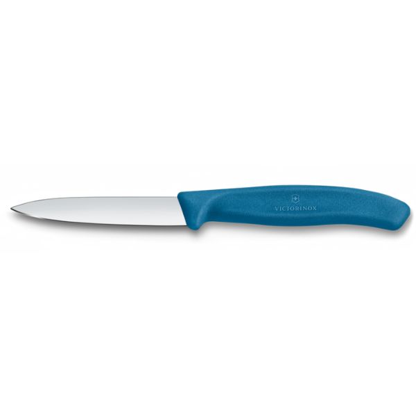 Swiss Classic, paring knife, 8cm, straight, pointed tip, blue