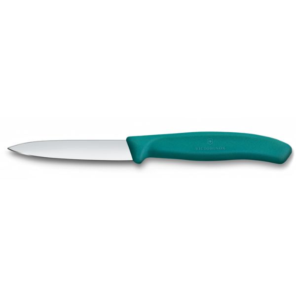 Swiss Classic, paring knife, 8cm, straight, pointed tip, green