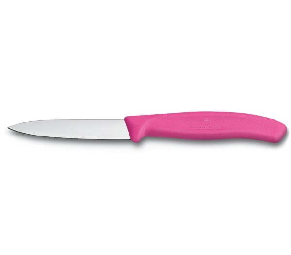 Swiss Classic, paring knife, 8cm, straight, pointed tip, pink