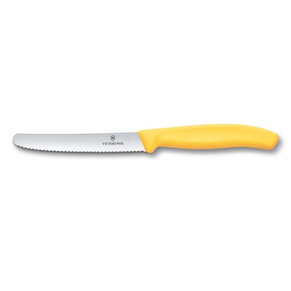 Swiss Classic, tomato & table knife, 11cm, wavy, yellow