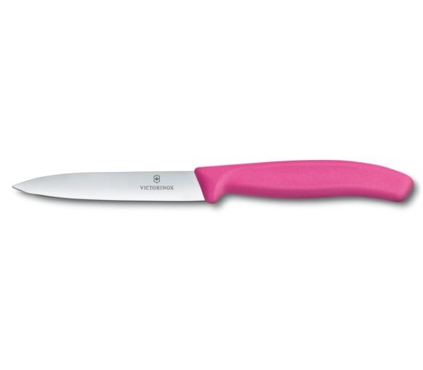 Swiss Classic, paring knife, 10cm, straight, pointed tip, pink
