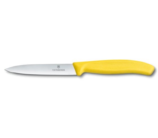 Swiss Classic, paring knife, 10cm, straight, pointed tip, yellow