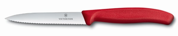 Swiss Classic, paring knife, 10cm, wavy, pointed tip, red