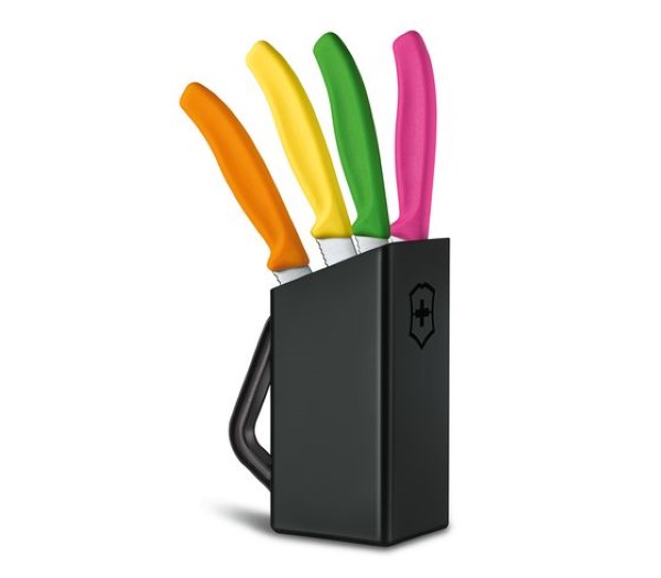 Swiss Classic, steak and pizza knife block, 4pcs, assorted