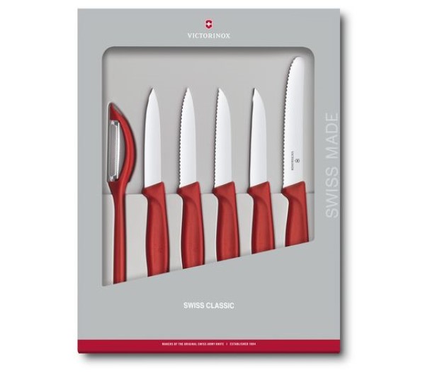 Swiss Classic, paring knife set, 6pcs, red, gift box