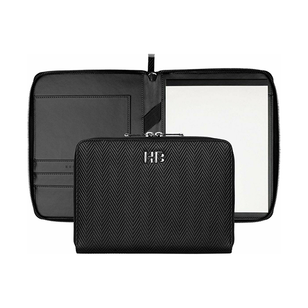 Hugo Boss Conference Folder Zip A5 Herringbone Black