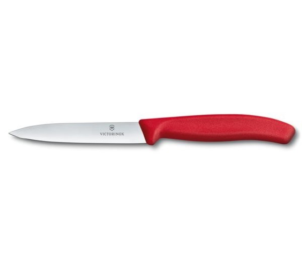 Swiss Classic, paring knife, 10cm, straight, pointed tip, red