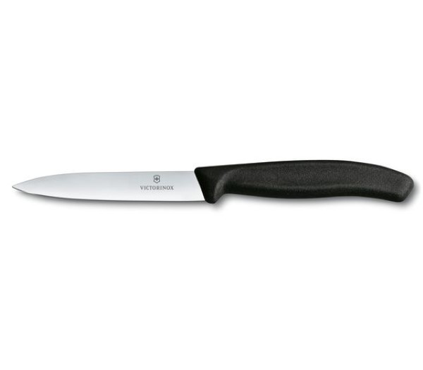 Swiss Classic, paring knife, 10cm, straight, pointed tip, black