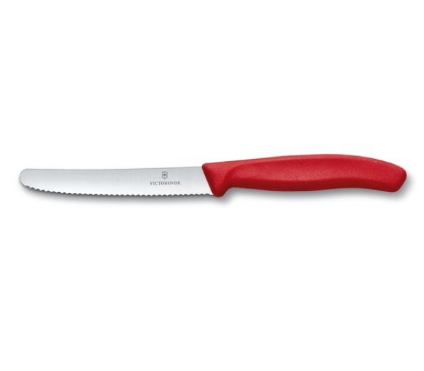 Swiss Classic, tomato and table knife, 11cm, wavy, red