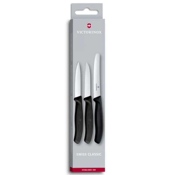 Swiss Classic, paring knife set, 3pcs, black