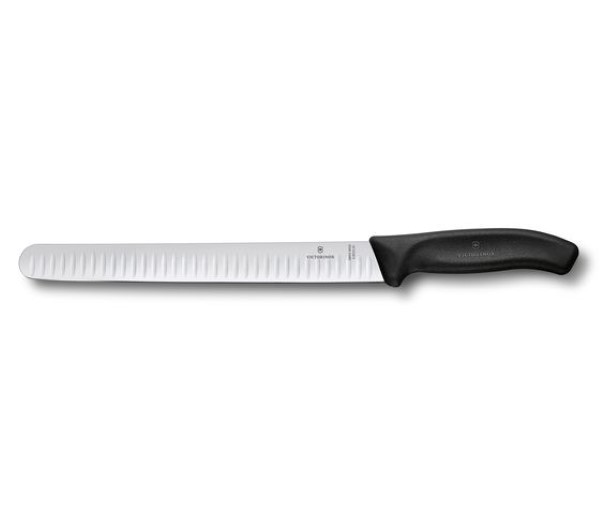 Swiss Classic, slicing knife, 25cm, straight,fluted,black,blister