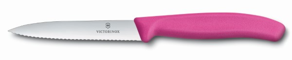 Swiss Classic, paring knife, 10cm, wavy, pointed tip, pink
