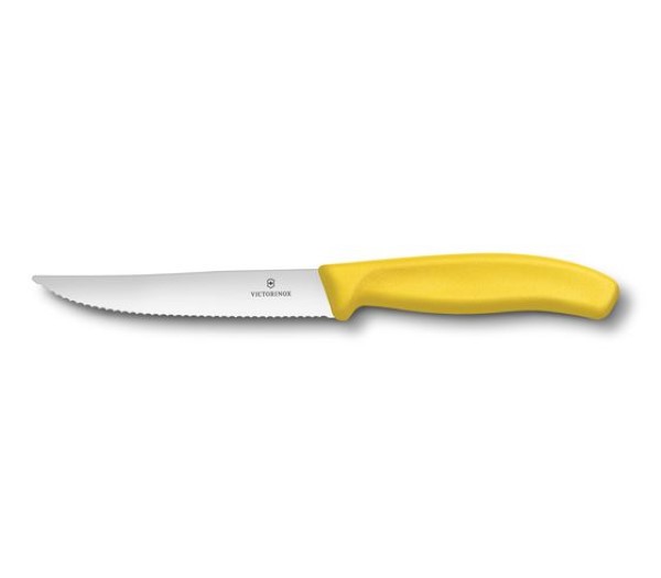 Swiss Classic, steak and pizza knife, 12cm, wavy, yellow