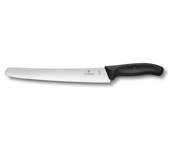 Swiss Classic, pastry knife, 26cm, wavy, black, blister