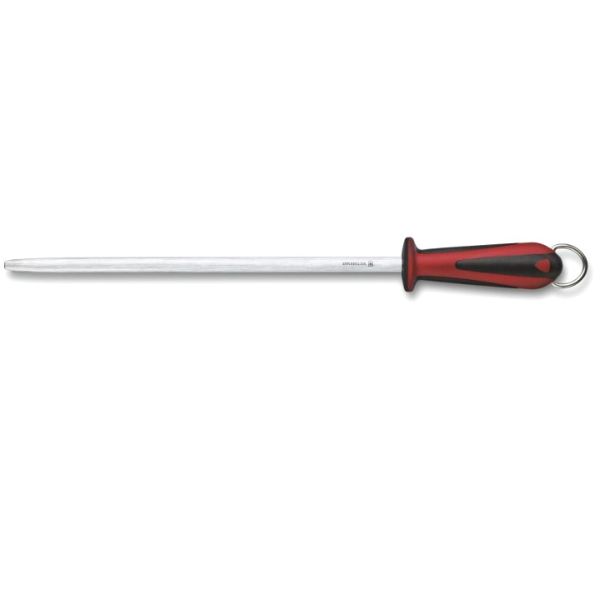 Dual Grip, honing steel, 30cm, micro-fine cut, round, black/red