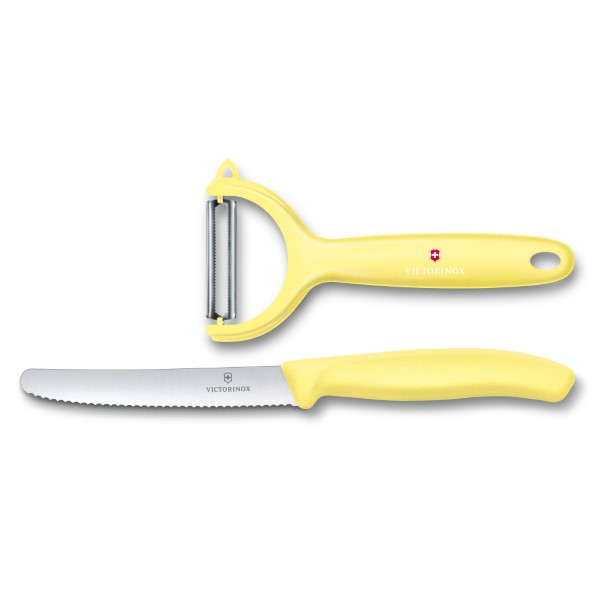 Swiss Classic Trend Colors Tomato Knife And Tomato & Kiwi Peeler Set 2 Pieces Citrus Lemon