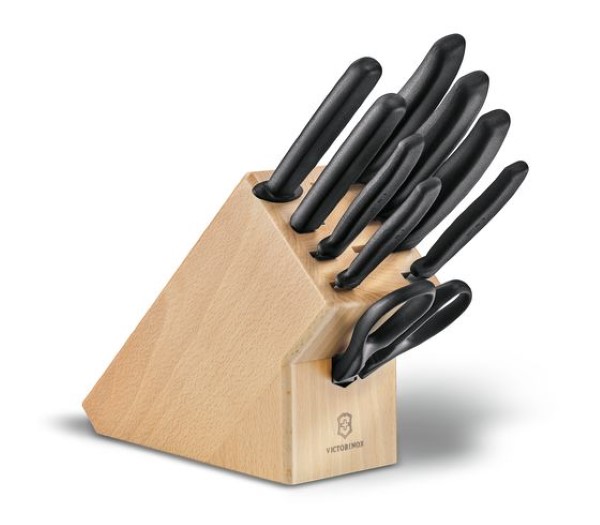 Swiss Classic, cutlery block, beechwood, 9pcs, black
