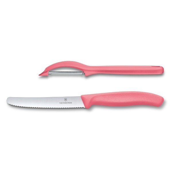 Swiss Classic Trend Colors Tomato Knife And Universal Peeler Set 2 Pieces Rose Pink