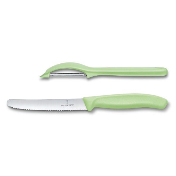 Swiss Classic Trend Colors Tomato Knife And Universal Peeler Set 2 Pieces Light Green