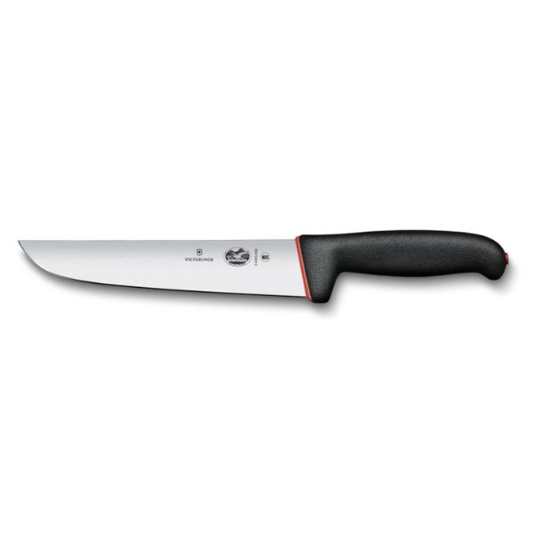 Dual Grip, slaughter knife, 20cm, straight, black/red