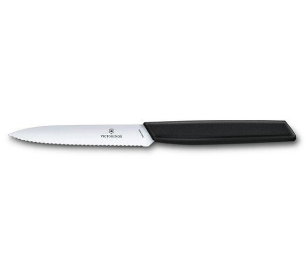 Swiss Modern, paring knife, 10cm, wavy, black