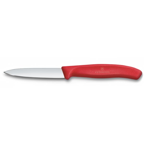 Swiss Classic, paring knife, 8cm, straight, pointed tip, red