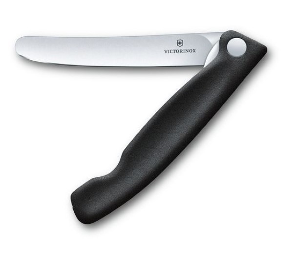 Swiss Classic, foldable paring knife, 11cm,straight,black,blister