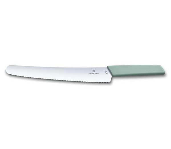 Swiss Modern, pastry knife, 26cm, wavy, aqua, blister