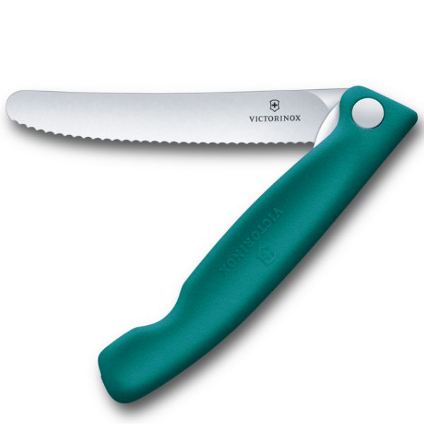 Swiss Classic, picnic knife, 11cm, wavy, green, box