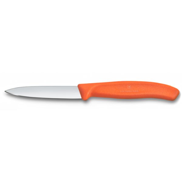 Swiss Classic, paring knife, 8cm, straight, pointed tip, orange
