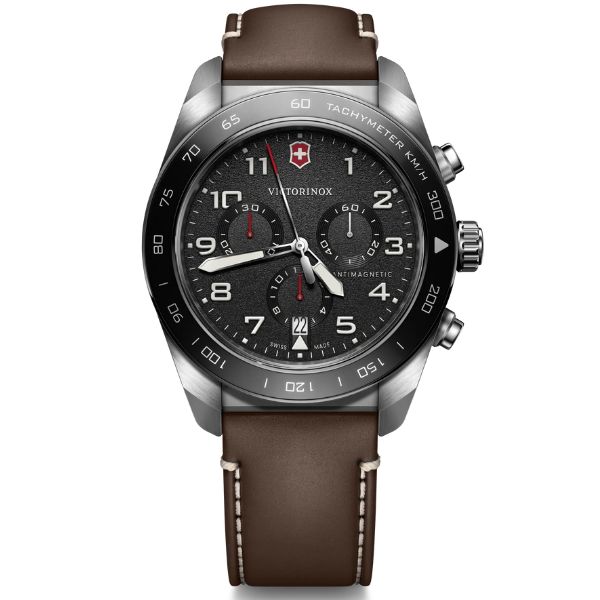 Swiss Army Chrono 42, SIR, BLK dial, BRN leather str
