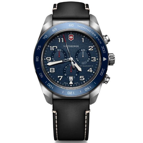 Swiss Army Chrono 42, SIR, BLE dial, BLK leather str
