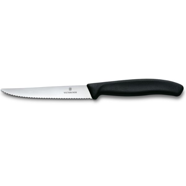 Swiss Classic, steak & pizza knife, 11cm, wavy, black