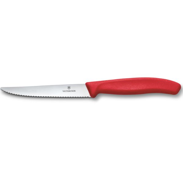 Swiss Classic, steak & pizza knife, 11cm, wavy, red