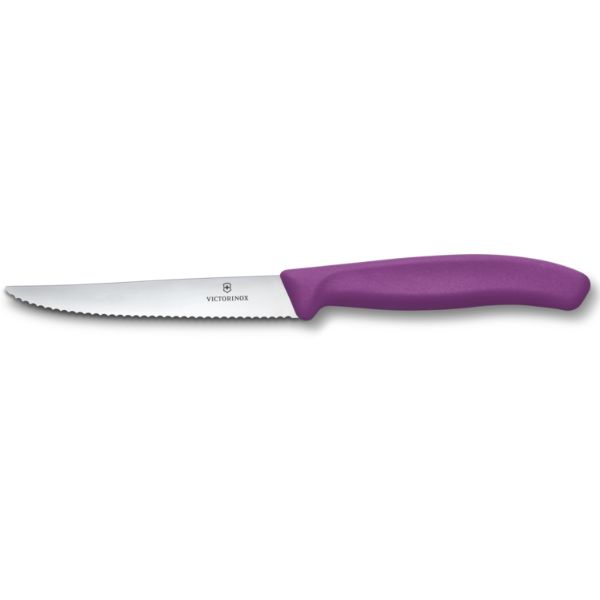 Swiss Classic, steak & pizza knife, 11cm, wavy, purple