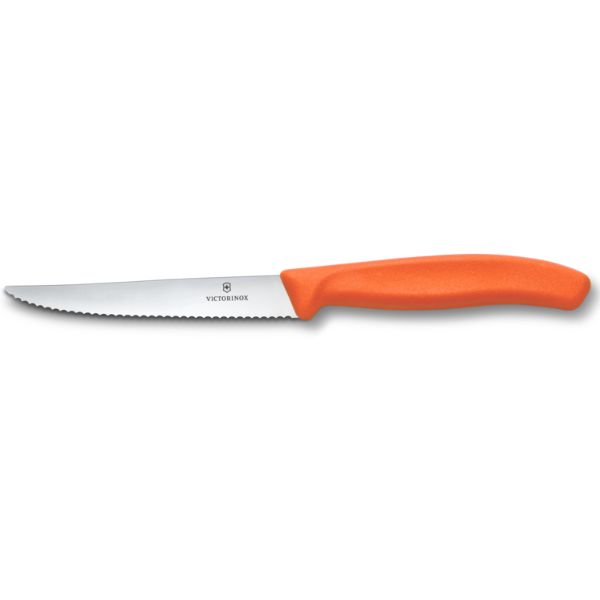 Swiss Classic, steak & pizza knife, 11cm, wavy, orange