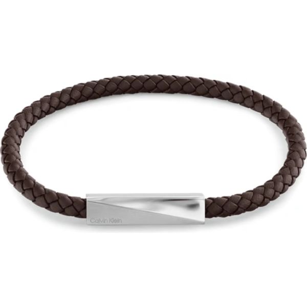 Calvin Klein Brown Leather Men's Bracelet