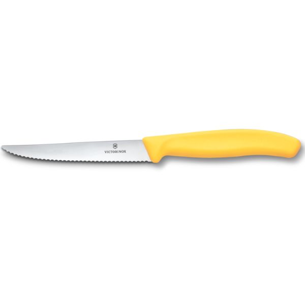Swiss Classic, steak & pizza knife, 11cm, wavy, yellow