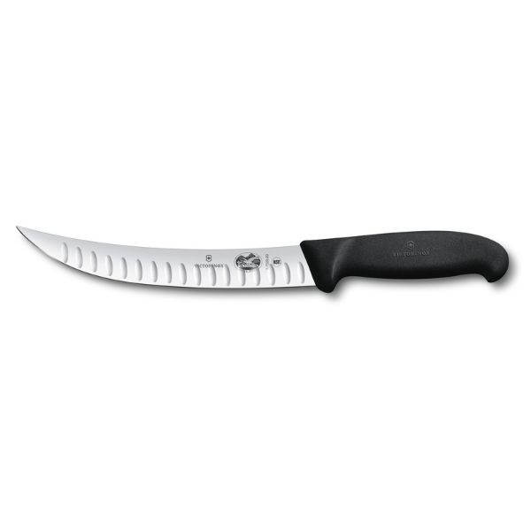 Fibrox, butcher knife, 20cm, straight, fluted, narrow, black