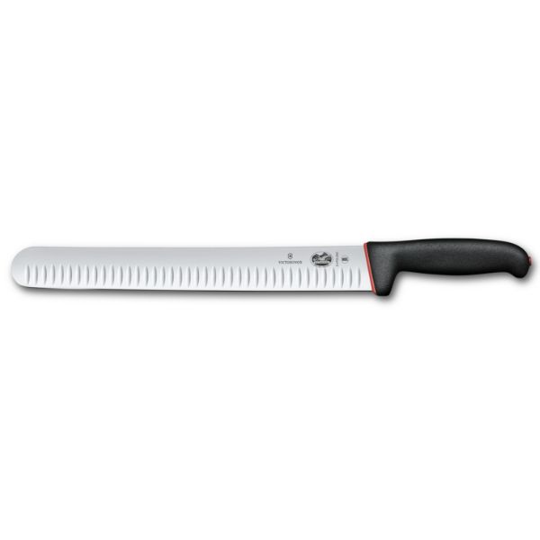 Dual Grip, slicing knife, 30cm, fluted, black/red
