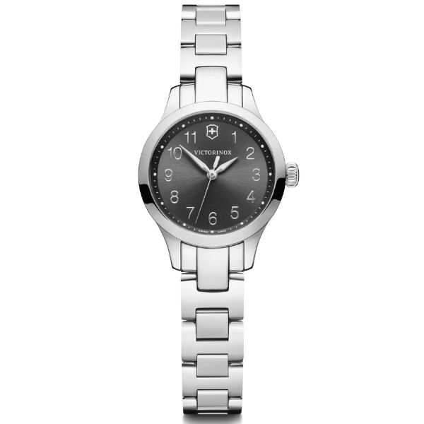 Alliance XS, 28, black dial, silver stainless steel bracelet