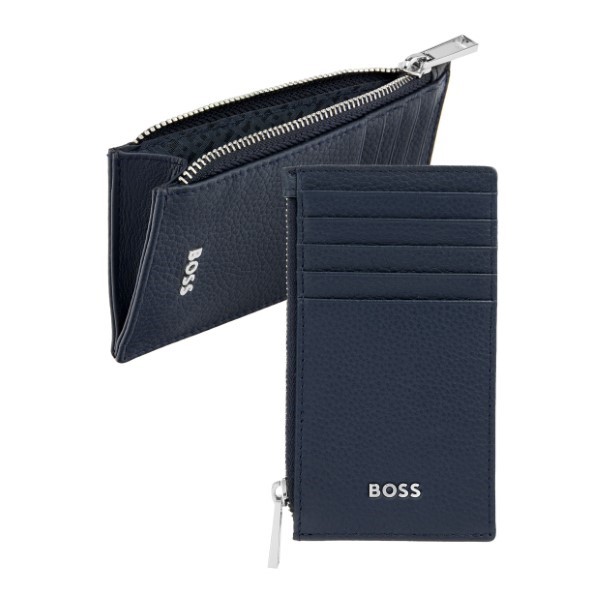 Boss Card holder zip Classic Grained Navy