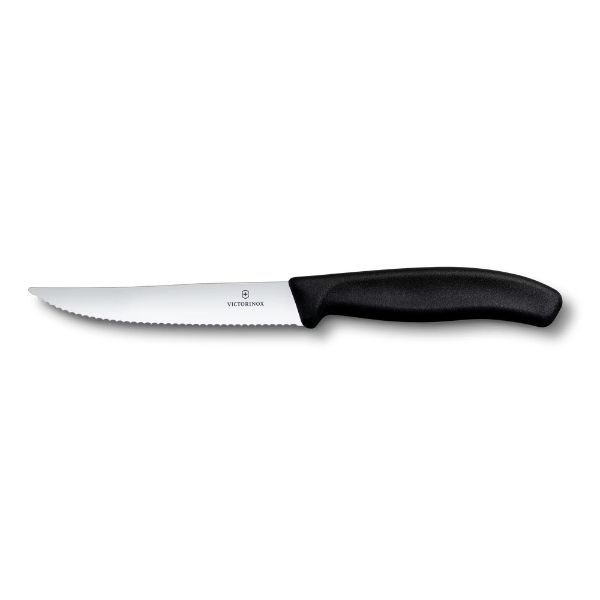 Swiss Classic, steak & pizza knife, 12cm, wavy, black